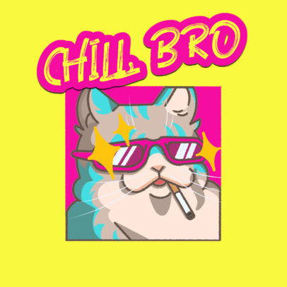 Twitch Emote Logo Generator of a Chilled Cat Smoking