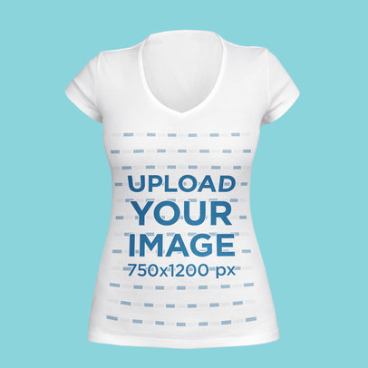 Ghosted Mockup Featuring a Women's V-Neck Tee Against a Colored Backdrop 42433-r-el2