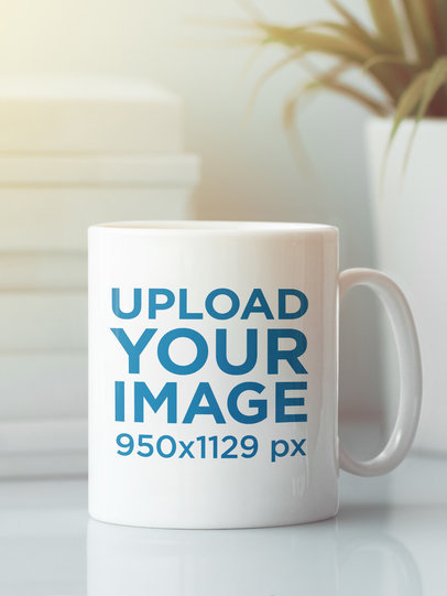 Mockup of a Customizable 11 oz Coffee Mug Placed on a Neat Table 