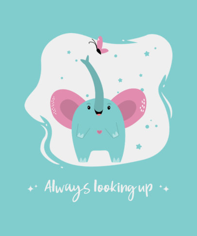 Kids T-Shirt Design Template with Illustrations of Cute Elephants
