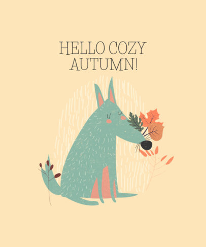 Autumn-Themed T-Shirt Design Template Featuring Cute Animals