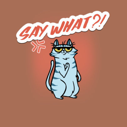 Funny Twitch Emote Logo Template of a Rude Cat 3674m