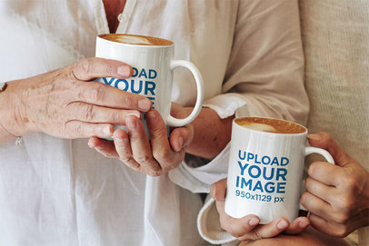 11 oz Coffee Mug Mockup Featuring Two Women Drinking Cappuccinos 43586-r-el2
