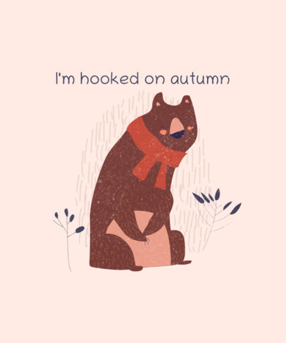 Illustrated T-Shirt Design Maker with a Bear Enjoying Autumn
