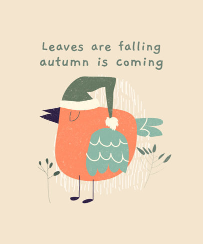 T-Shirt Design Template Featuring an Autumn Quote and a Bird