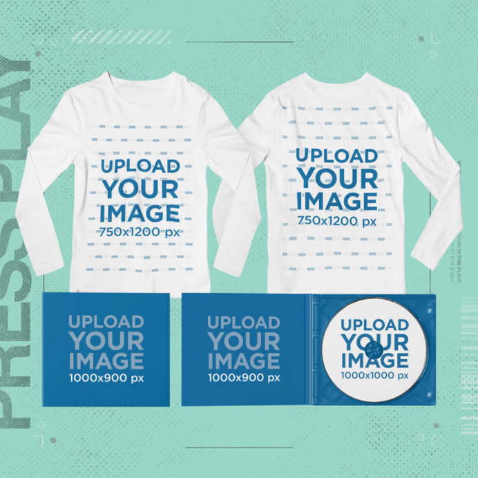 Placeit - Merch Bundle Mockup Featuring a Both Sides-View of a Long ...