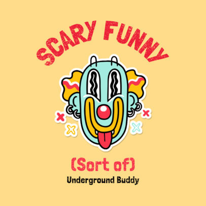 Logo Maker for a Clothing Brand Featuring a Colorful Clown Patch