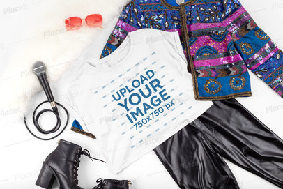 Mockup Featuring a Crop Top Tee and a Female Singer's Outfit 