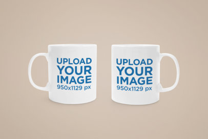 Mockup Featuring Two Customizable 11 oz Mugs Placed Against a Plain Color Backdrop 43528-r-el2
