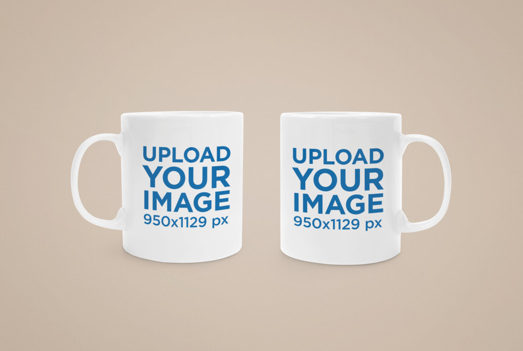 Placeit - Mockup Featuring Two Customizable 11 oz Mugs Placed Against a ...