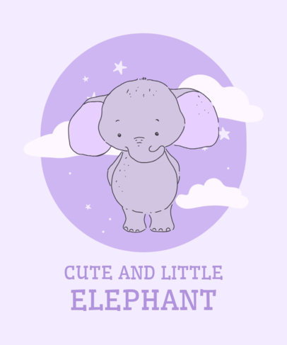 T-Shirt Design Template Featuring a Cute Little Elephant