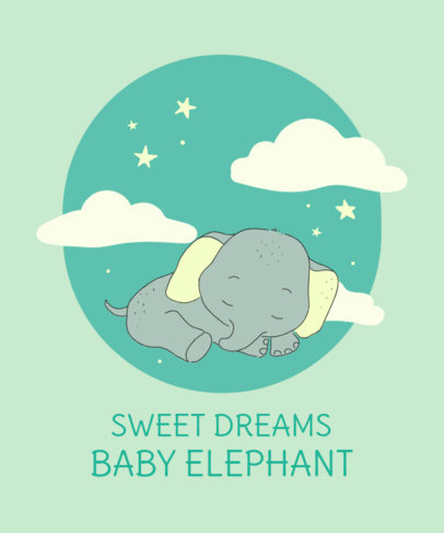 Children's T-Shirt Design Template with a Cute Illustration of an Elephant