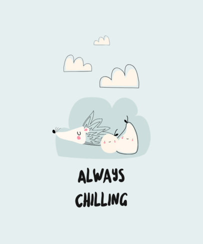 T-Shirt Design Template for Children with an Illustration of a Hedgehog Sleeping