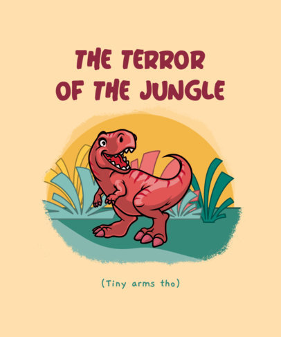 Kids' T-Shirt Design Template with Illustrations of Friendly Dinosaurs