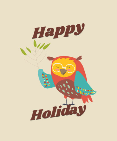 T-Shirt Design Maker for Thanksgiving Featuring a Cute Owl
