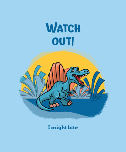 Illustrated T-Shirt Design Maker with a Cartoon of a Dinosaur