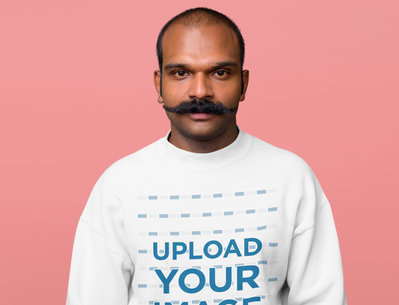 Sweatshirt Mockup Featuring a Man with a Mustache in a Studio 40070-r-el2