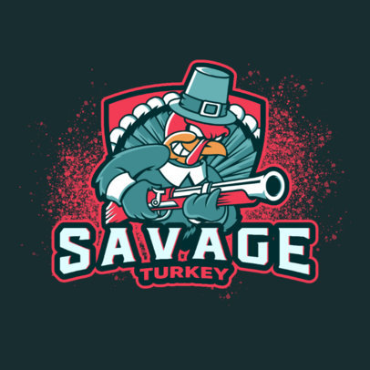 Gaming Logo Maker Featuring a Savage Turkey with a Rifle