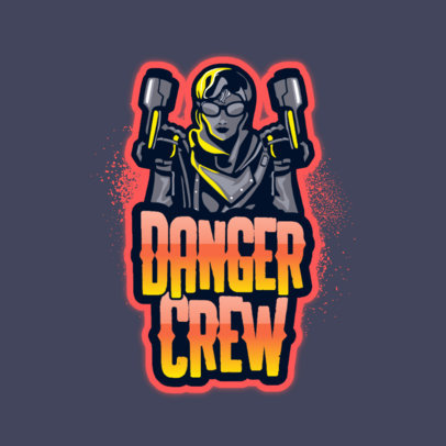 Free Logo Generator for Gamers Featuring a Female Shooter Illustration