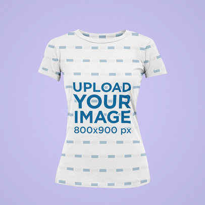 Ghosted Mockup of a Sublimated T-Shirt for Women Featuring a Solid Color Background