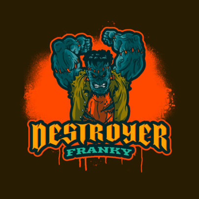 Online Logo Maker for Halloween Featuring a Mad Frankenstein