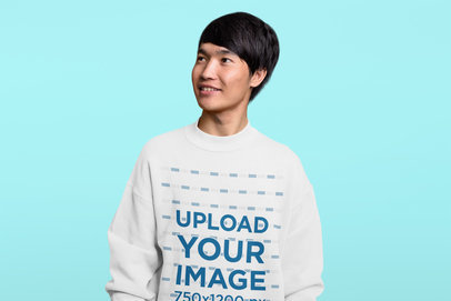 Mockup of a Man with a Basic Sweatshirt Looking Up 40043-r-el2