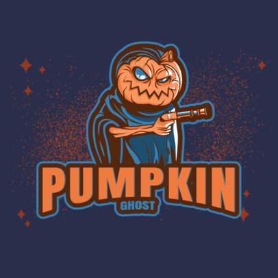 Gaming Logo Template Featuring an Armed Pumpkin Character