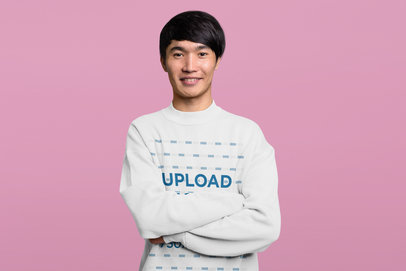 Mockup Featuring a Young Man with a Cool Sweatshirt in a Studio 40800-r-el2