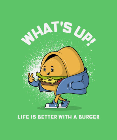 Funny T-Shirt Design Template with a Burger Character Clipart