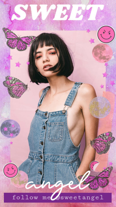 Girly Instagram Story Template Featuring Y2K-Aesthetics 3021