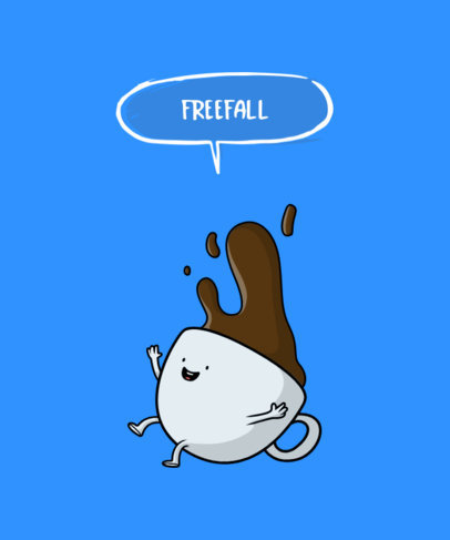 T-Shirt Design Template Featuring a Falling Coffee Mug Illustration 