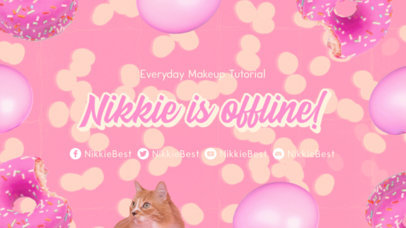 Twitch Offline Banner Template for a Makeup Channel Featuring 2000's Style Graphics 