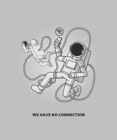 T-Shirt Design Creator Featuring Astronauts with Smartphones in Space