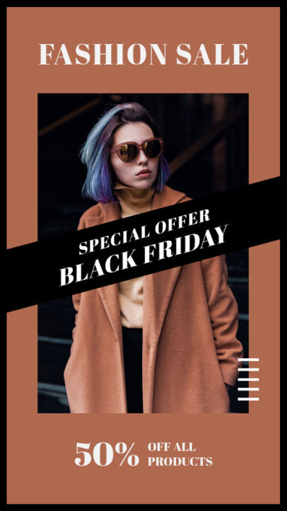 Instagram Story Creator for a Black Friday Fashion Sale Promo