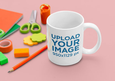 11 oz Mug Mockup Featuring Some Stationery Items 43521-r-el2