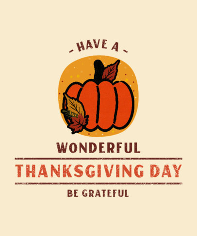 T-Shirt Design Maker Featuring a Thanksgiving Pumpkin Illustration
