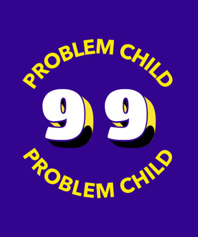 Sports T-Shirt Design Template Featuring a Tridimensional 99 Number