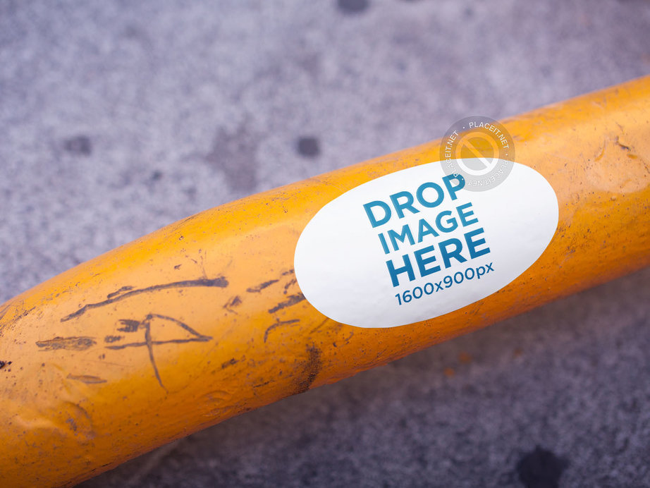 Placeit - Template of an Oval Sticker On a Yellow Parking Sport Tube
