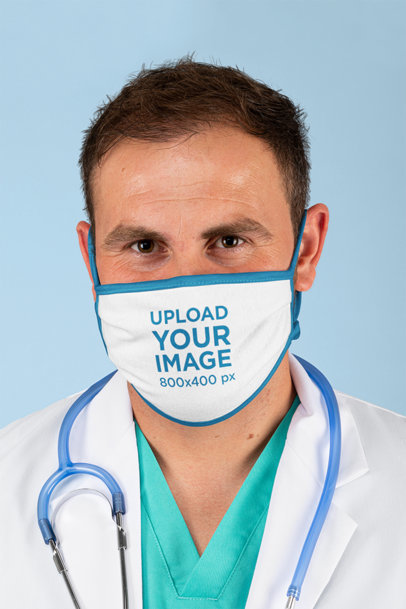 Mockup of a Doctor Wearing a Face Mask at a Studio 