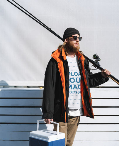 Sweatshirt Mockup of a Man About to Go Fishing