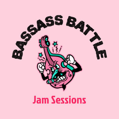 Music Logo Maker Featuring an Angry Character of a Jazz Instrument