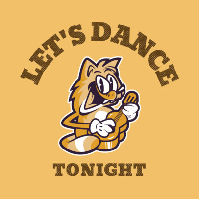 Music Logo Creator Featuring a Cartoonish Cat Playing Guitar