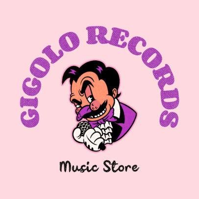 Music Store Logo Template Featuring a Male Singer Cartoon