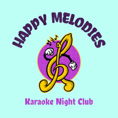 Karaoke Club Logo Generator Featuring a G-Clef Cartoon 3735k
