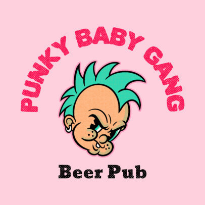 Online Logo Generator for a Pub Featuring a Punk Cartoon Character 3735o