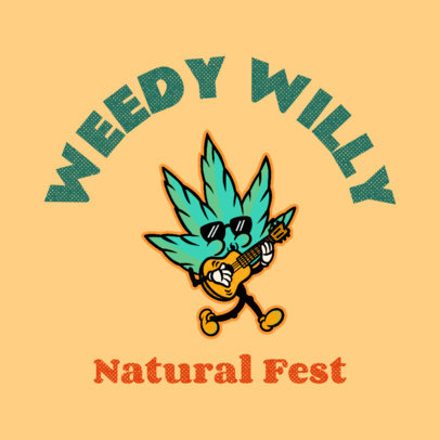 Music Festival Logo Template Featuring a Weed Cartoon