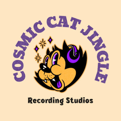 Online Logo Maker for a Recording Studio Featuring a Cat Cartoon
