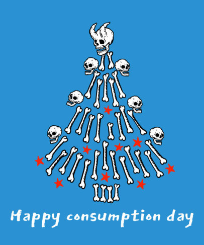 T-Shirt Design Template Featuring a Skeleton Christmas Tree