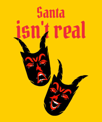 Anti-Christmas T-Shirt Design Template with Two Evil Mask