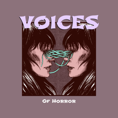 Manga-Inspired Logo Template Featuring a Disturbing Illustration Inspired by Junji-Ito